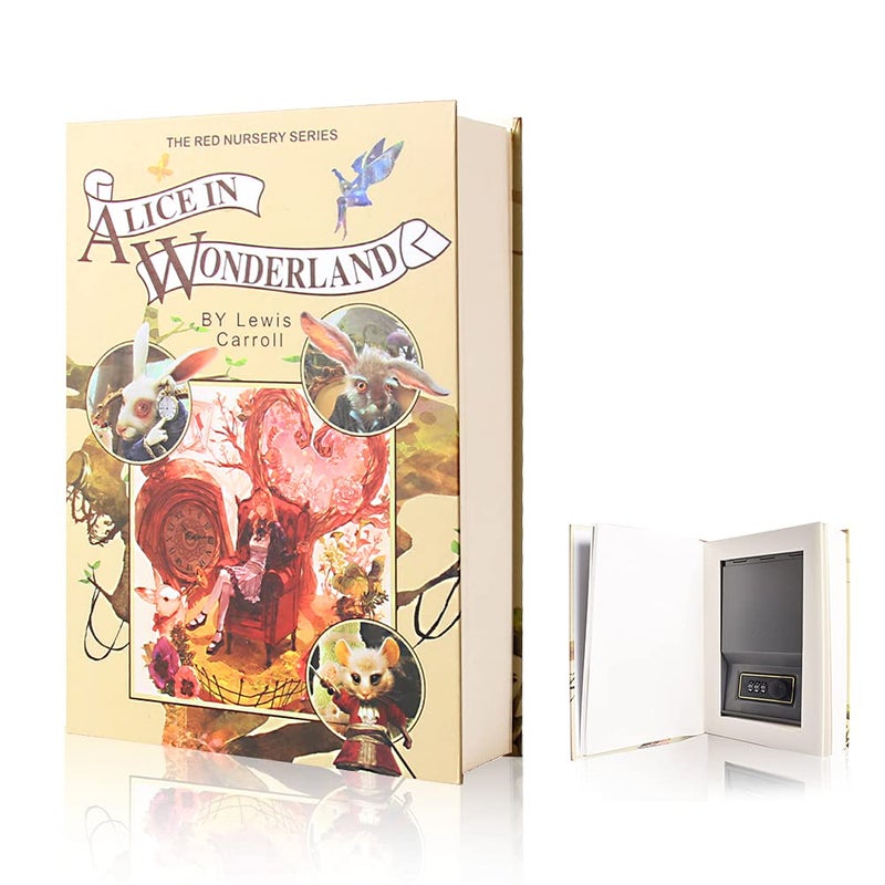 EIOUMAX Real Pages Diversion Book Safe with Combination Lock,Hollowed Out Book Anti-Theft Safe -Alice in Wonderlandï¼ˆFull Sizeï¼‰ - Image 1